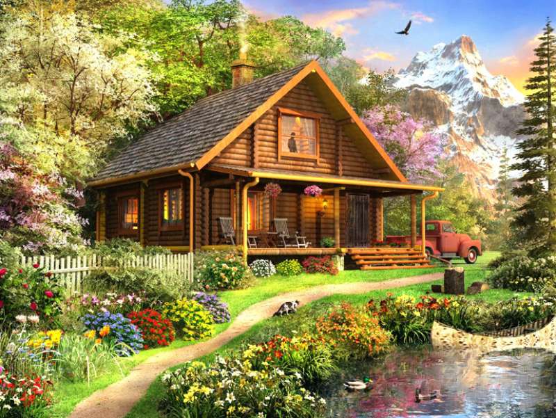 Diamond mosaic 30x40 cm House in the woods, 26 colors, level 4