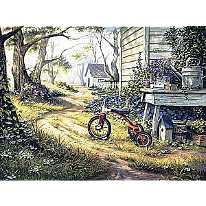 Diamond mosaic 30x40 cm Bicycle in the yard, 26 colors, level 4