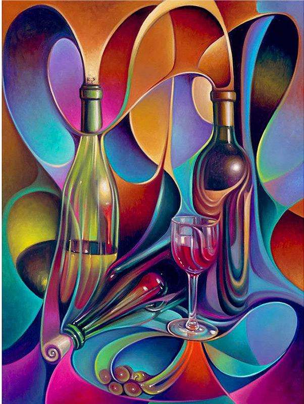 Diamond Mosaic 30x40 cm Abstraction.Wine, 26 colors, difficulty 4