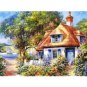 Diamond painting 30x40 cm House by the lake, 26 colors, level 4