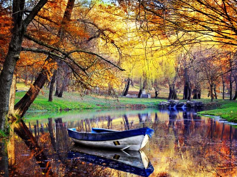 Diamond mosaic 30x40 cm Autumn. River landscape, 26 colors, 4 sets