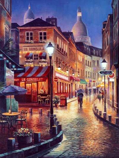 Diamond Mosaic 30x40 cm Old Town. Rain, 24 colors, round 4