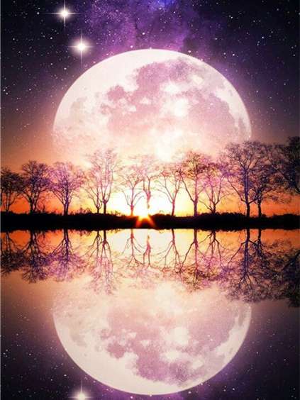 Diamond Mosaic 30x40 cm Lunar Sunset on the Shore, 25 colors, level 4