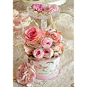 Diamond mosaic 30x40 cm Pink roses, 26 colors, level 4
