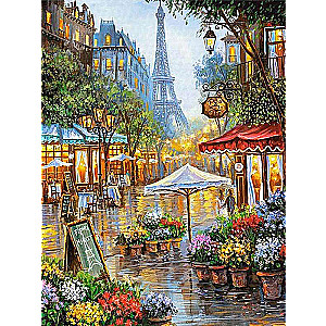 Diamond mosaic 30x40 cm Spring flowers, Paris, 26 colors, 4 faceted