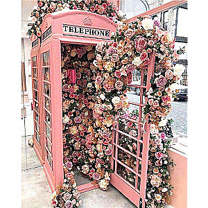 Diamond Mosaic 30x40 cm Telephone Booth in Roses, 26 colors, level 4
