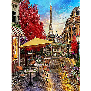 Diamond mosaic 30x40 cm Street cafe. Paris, 26 colors, category 4