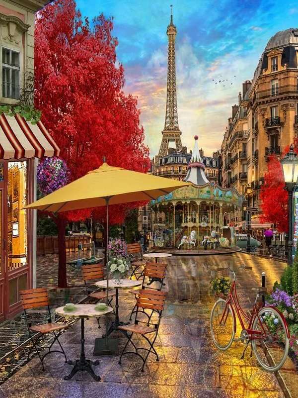 Diamond mosaic 30x40 cm Street cafe. Paris, 26 colors, category 4