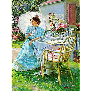 Diamond mosaic 30x40 cm Tea party in the garden, 26 colors, level 4