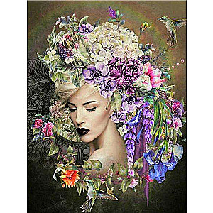 Diamond Mosaic 30x40 cm Girl with Flower Hairstyle, 26 colors, type 4