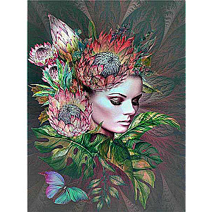Diamond Mosaic 30x40 cm Portrait in Flowers, 26 colors, level 4