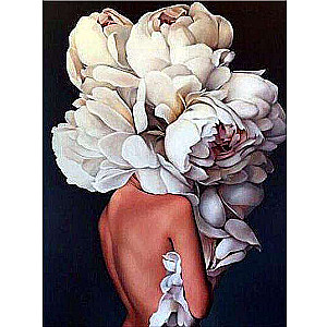 Diamond mosaic 30x40 cm Girl with a bouquet of peonies, 24 colors, round 3