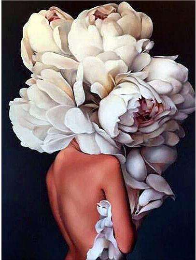 Diamond mosaic 30x40 cm Girl with a bouquet of peonies, 24 colors, round 3