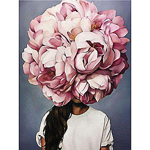 Diamond Mosaic 30x40 cm Girl-Bouquet. Peonies, 24 colors, level 4