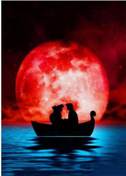 Diamond mosaic 30x40 cm Ariel with Prince under the moon, 21 colors, level 4