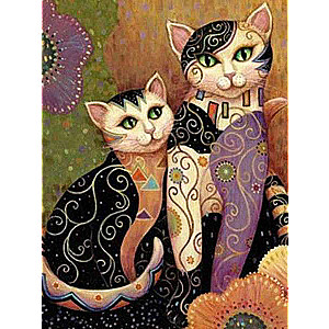 Diamond Painting 30x40 cm Patterned Cats, 24 colors, round 4
