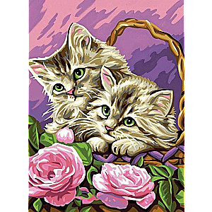 Diamond mosaic 30x40 cm Kittens in a basket, 26 colors, half 4