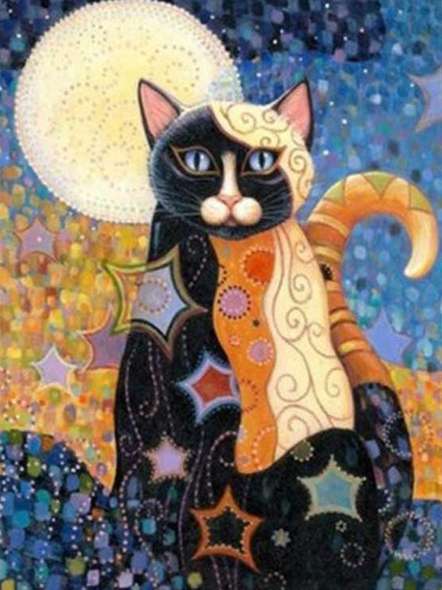Diamond Mosaic 30x40 cm Moon Cat, 26 colors, level 4
