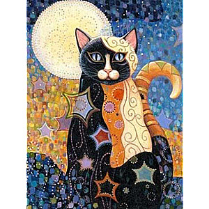 Diamond Mosaic 30x40 cm Moon Cat, 26 colors, level 4