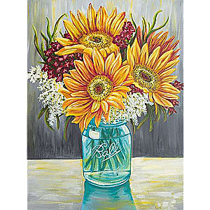 Diamond mosaic 30x40 cm Sunflowers in a vase, 26 colors, level 4