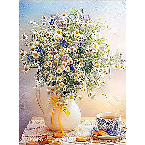 Diamond Mosaic 30x40 cm Still Life with Daisies, 25 colors, level 4