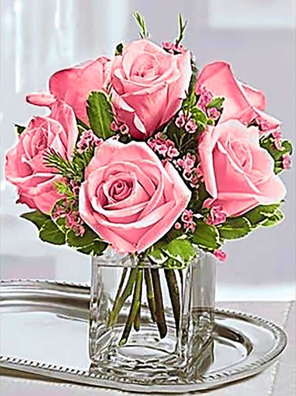 Diamond Mosaic 30x40 cm Pink Roses in a Vase, 26 colors, urv. 4