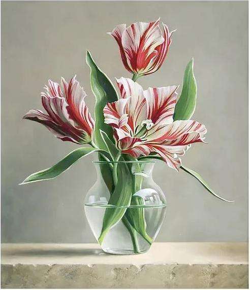 Diamond mosaic 30x40 cm Tulips in a vase, 26 colors, section 4