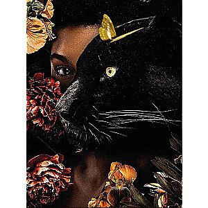 Diamond Mosaic 30x40 cm Girl with Panther, 26 colors, level 4