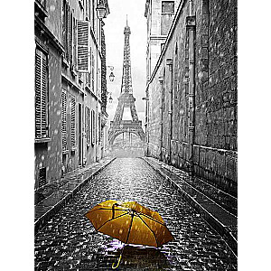 Diamond mosaic 30x40 cm Yellow umbrella in Paris, 19 colors, ch. 4