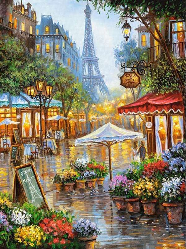 Diamond mosaic 30x40 cm Spring Paris, 25 colors, cut 4
