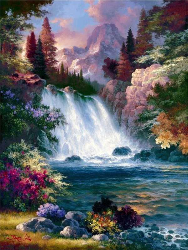 Diamond Mosaic 30x40 cm Autumn Waterfall, 24 colors, level 4