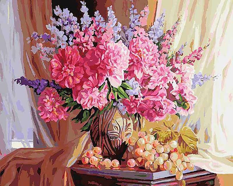 Diamond Mosaic 30x40 cm Still Life with Flowers, 24 colors, level 4
