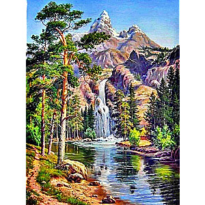 Diamond Mosaic 30x40 cm Waterfall, 25 colors, level 4