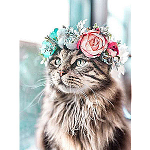 Diamond mosaic 30x40 cm Cat with wreath, 26 colors, art. 4