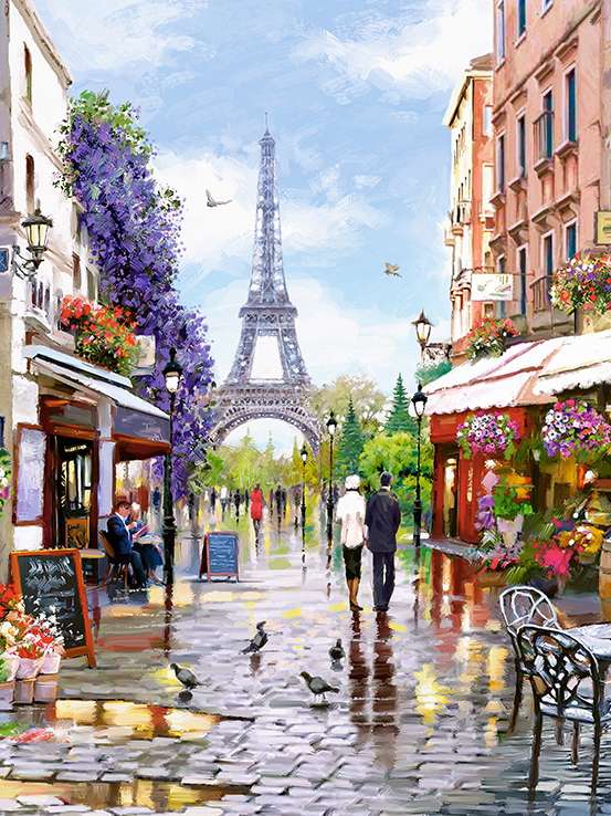Diamond mosaic 30x40 cm Walk in Paris, 26 colors, half 4