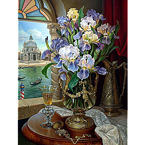 Paint by Numbers 40x50 cm Irises in a Vase, 28 colors, set 4