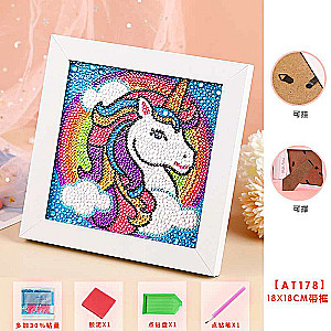 Diamond mosaic 15x15 cm with photo frame Rainbow unicorn