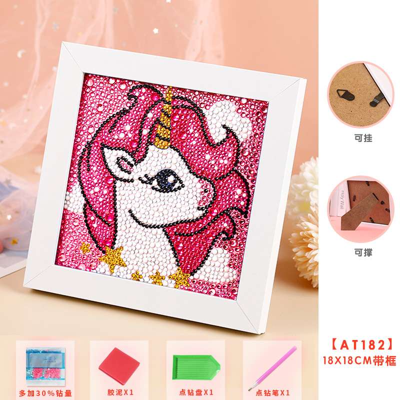 Diamond Mosaic 15x15 cm with Photo Frame Pink Unicorn