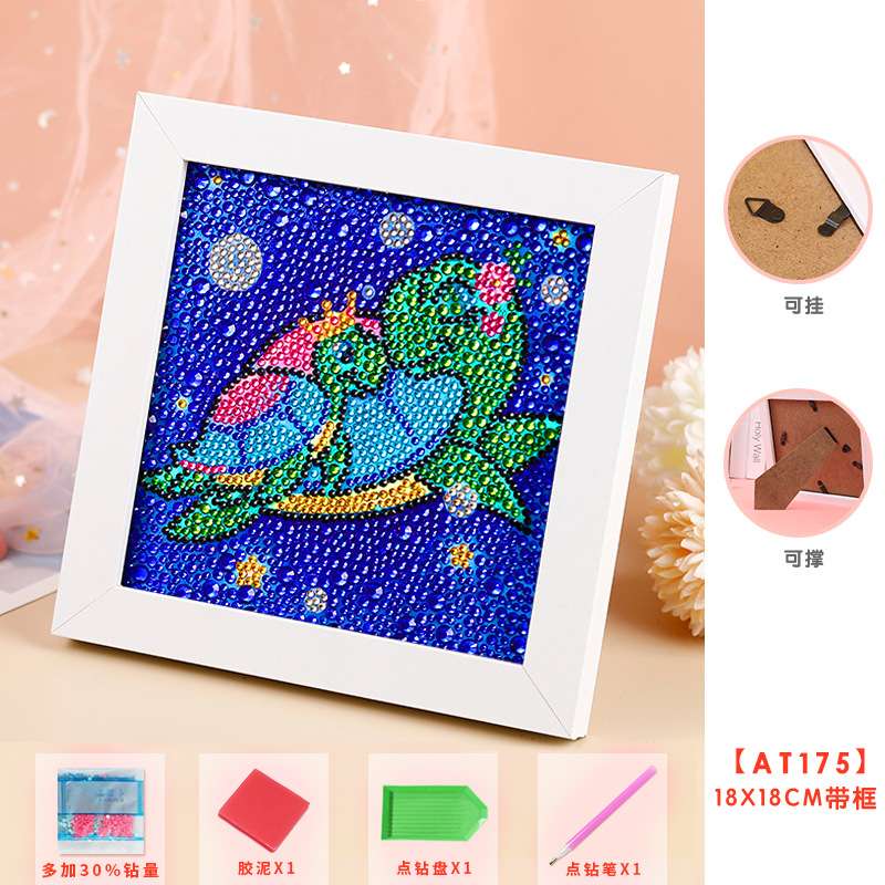 Diamond mosaic 15x15 cm with photo frame Turtle with baby