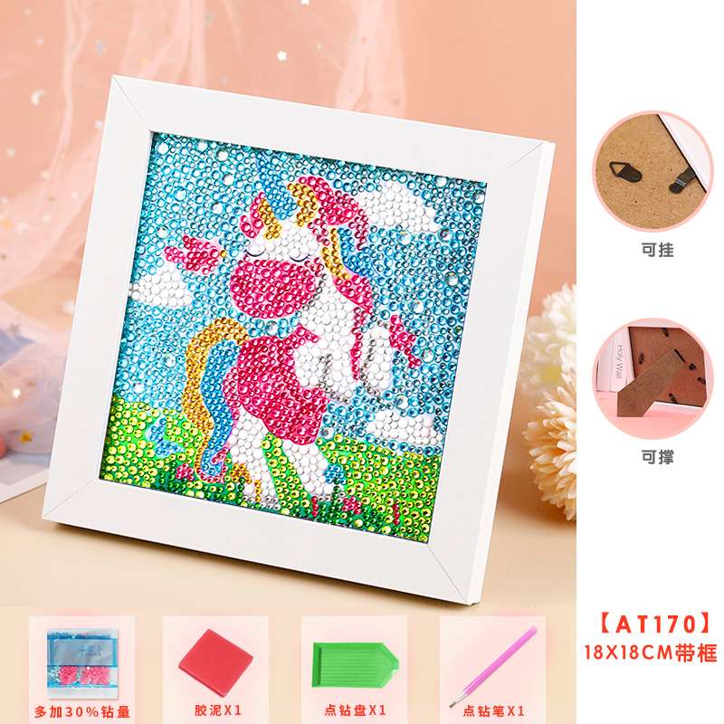 Diamond mosaic 15x15 cm with photo frame Unicorn in a dress