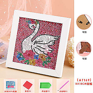 Diamond mosaic 15x15 cm with photo frame Swan in flowers
