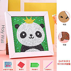 Diamond Mosaic 15x15 cm with Frame Panda with Crown