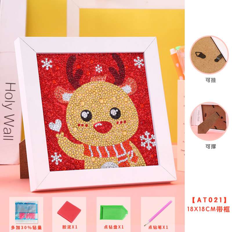 Diamond Mosaic 15x15 cm with Photo Frame New Year's Deer