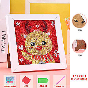Diamond Mosaic 15x15 cm with Photo Frame New Year's Deer