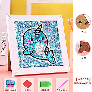 Diamond mosaic 15x15 cm with frame Narwhal