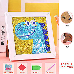 Diamond Mosaic 15x15 cm with Frame Blue Dinosaur