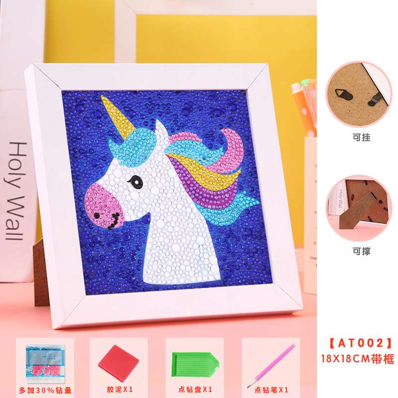 Diamond Mosaic 15x15 cm with Photo Frame Unicorn Portrait