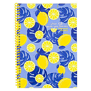 A5 Notebook, 80 sheets. LEMON AND LEAVES