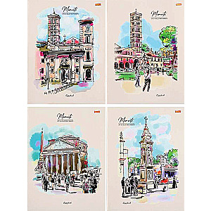 Notebook SQUARE 96 sheets. WATERCOLOR CITIES
