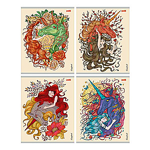 Notebook GRID 96 sheets. GIRL AND UNICORN